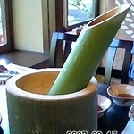 とうふ屋うかい - 竹筒で提供される冷酒は、竹の香りがほのかに香り美味です。