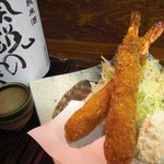 あぷちゃ - 大きな、エビフライ　自家製のとっても美味しいタルタルソースでどうぞ