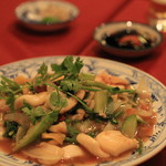 AN - イカとお野菜の炒め物。Sweet and Sourと書いてありました