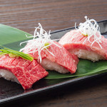 Assortment of 3 types of grilled wagyu Sushi