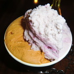 ジェラテリア アクオリーナ - リコッタ・ブルーベリーとキャラメッロの二種盛り