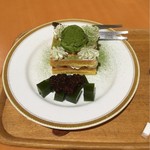 Budou En - 抹茶ワッフル 抹茶寒天アンコ添え