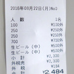 のと前回転寿司 - レシート