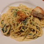 トラットリア コン アマーレ - 生ウニとほうれん草のウニクリームスパゲッティ