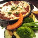 シエル ブルー - 以前のランチ：たっぷりのゴロゴロ野菜を、濃厚なミートソースとマッシュポテトに付けて