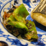 割烹　川上 - 焼き万願寺。
      鰹節醤油と和えて。
      