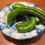 割烹　川上 - 自家製の摘果（てっか）きゅうりの糠漬け