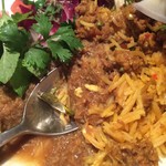 レオーネ - 「ポークコルマとチリメンキーマ。蟹カレー。焼き茄子の冷製カレービリヤニ」１５００円