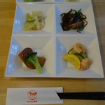 老神温泉 ぎょうざの満洲 - （2016/7月　朝食）テーブルセットのおかず