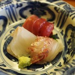 しのはら - お造り　鮪、鯛、鱸