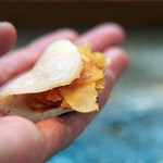 寿司栄 - タイラギの握り...自家製のブランデーに漬け込んだからすみをはさんで