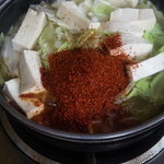 玉山支所前食堂 - ホルモン鍋（１人前・唐辛子投入）