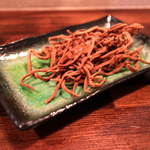 かはほり - お通し「揚げ蕎麦」(2016.Aug)