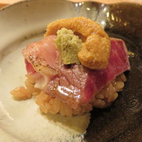 鮨 しゅん輔 阿佐ヶ谷 - 炙り喉黒と雲丹、シャトーブリアンの変態コラボ丼2