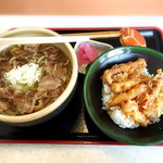 Yamagatano Niku Sobaya - 冷たい肉そばとミニげそ天丼セット