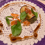 SALONE 2007 - 発想：茄子のマリネとカンパチ、チョコレートソース