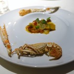 Ristorante incantina - ハーブを練り込んだハンカチ型パスタ「マンディッリ」
                      　赤座海老のサンレモ風ソースで