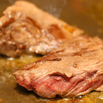 牛みすじステーキの鉄板焼き