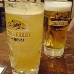 ちょこっと屋 - 2016/8 「雨後の月　にごり梅酒　￥６００　ソーダ割り」「生ビール　￥５００」