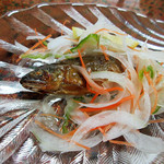 朝日館 - 3】鮎の南蛮漬け（先付けと同時に配膳）