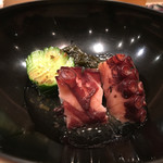 鮨 とかみ - 2016/8_佐島の蛸 もずく 蛇腹胡瓜 梅酢和え