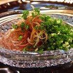 青華こばやし - 美しいガラスの器。そして見事な茗荷と分葱のカットの芸術！！