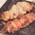 炭火串焼 初代バッジョ - ハラミ(塩)、心残り(塩)