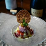 タマヤ - フロマージュ・ブランムース・メロンソース・ココナッツシャーベット