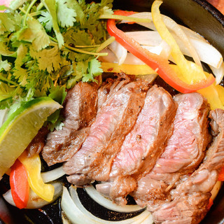 Mexican version of beef skirt Steak “fajita”