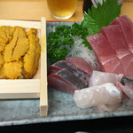 55463548 - 刺身はマグロ、はまち、平目、鯵