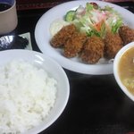 こく一番 ラーメン みどりや - カキフライ定食　６５０円