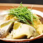 日本料理 晴山 - 鮑と雲丹のうどん、肝ソースかけ