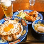 Hakurakuten - 焼豚玉子飯（Aセット）＆生ビール