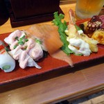 下町バル 門仲酒BAR - ある日の「六種盛り」450円也。たぶん税込。その1
                                