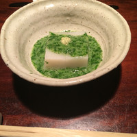 蕎麦懐石 無庵 - そばドウフモロヘイヤソース
                
