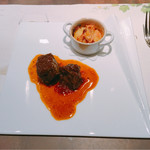 ル ボークープ - 牛頬肉と焦がし玉ネギのリースリング煮　黒胡椒風味 マンステール芋グラタン　2016-8