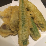 Gamaguchi - おくらとしいたけの天ぷら