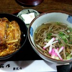 そば八 - ミニカツ丼\400 と ミニかけそば\200