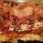 Okonomiyaki Teppanyaki Daruma - ほうれん草ベーコンチーズ天(ベーコン抜き)クリームチーズ・コーン入り