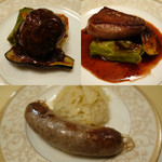 Petit Lapin - フォアグラ入り京北鹿肉のハンバーグ仕立て
                        フランス産鴨胸肉のロティ
                        猪肉のソーセージ
