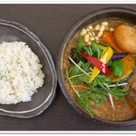 ひき肉温玉納豆と野菜