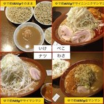蒙麺 火の豚 - 6度目訪問
      麺マシ1125gヤサイマシマシ麻婆別盛