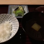 松川 - （2016/7）ごはん、冬瓜の赤出汁、香の物