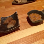 日本酒庵　吟の杜 - H28.09.03 いぶりがっこ・イカ塩辛
