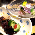 鮎や - うざく・鮎の刺し身・鮎料理7品：3500円