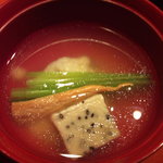 箱根 翠松園 - 煮物椀～甘鯛油霜 餅蕪 ばちこ 黒胡麻麩　薄葛仕立て