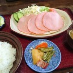 Mineshiyokudou - ハムエッグ定食650円