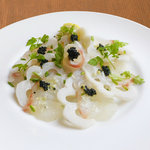yao - 真鯛のカルパッチョと蓮根のマリネ  わさびビネッグレットソース