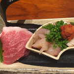 島之内 一陽 - インドマグロ,シマフグのてっさと皮の湯引き