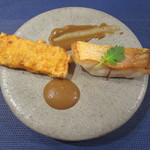 裕の輪 - 甘鯛の昆布締めソテーと若松トウモロコシ、海老ミソのクリームソース